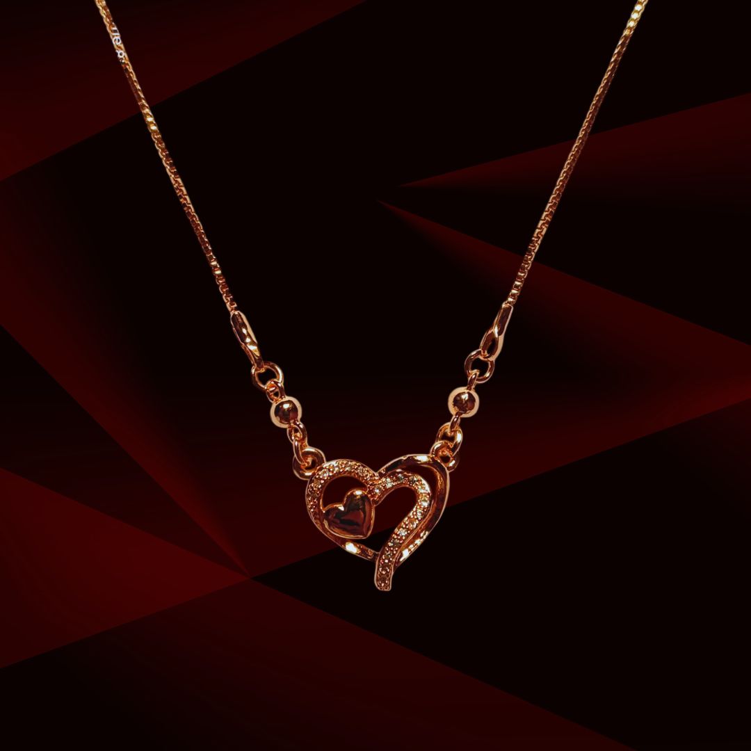 Heart-Shaped Gold Plated Pendant Necklace for Women – Romantic Design