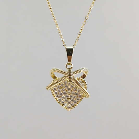 Heart Pendant Necklace – Gold Plated with Sparkling Stones