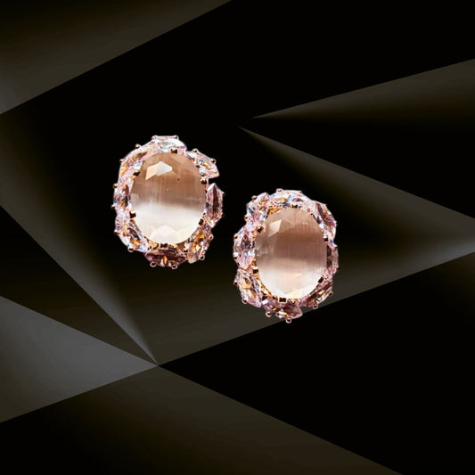 Oval Crystal Stud Earrings