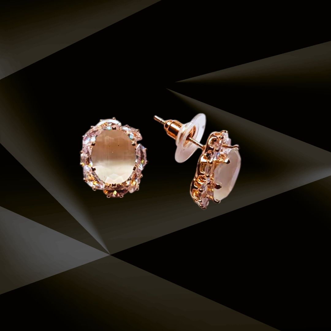 Oval Crystal Stud Earrings