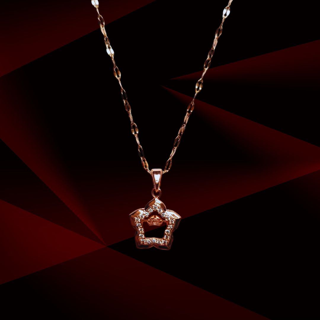 Rose Gold Star Pendant Necklace – Stylish Sparkle for Every Occasion