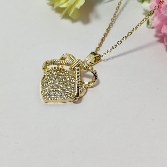 Heart Pendant Necklace – Gold Plated with Sparkling Stones