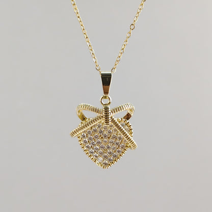 Heart Pendant Necklace – Gold Plated with Sparkling Stones