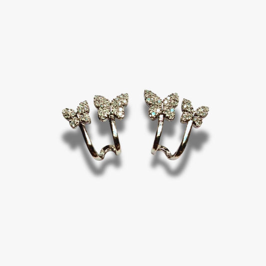 Double Butterfly Crystal Ear Cuffs – Sparkling Non-Pierced Earrings for Women & Girls