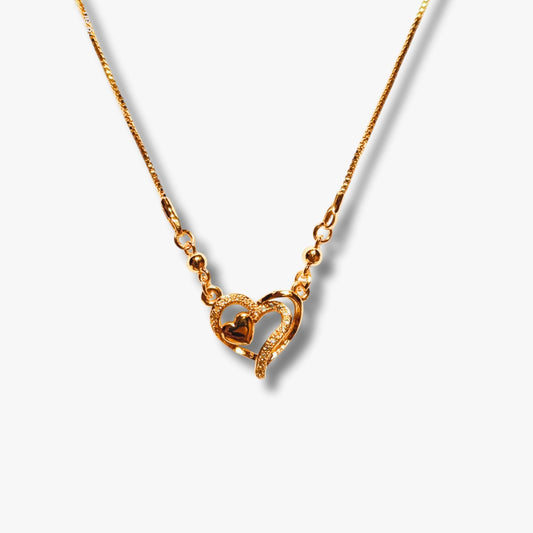 Heart-Shaped Gold Plated Pendant Necklace for Women – Romantic Design