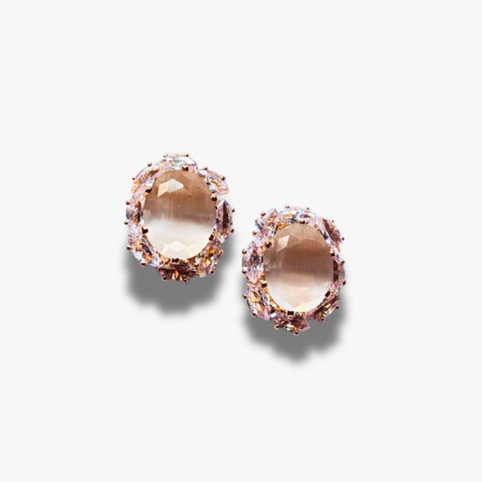 Oval Crystal Stud Earrings